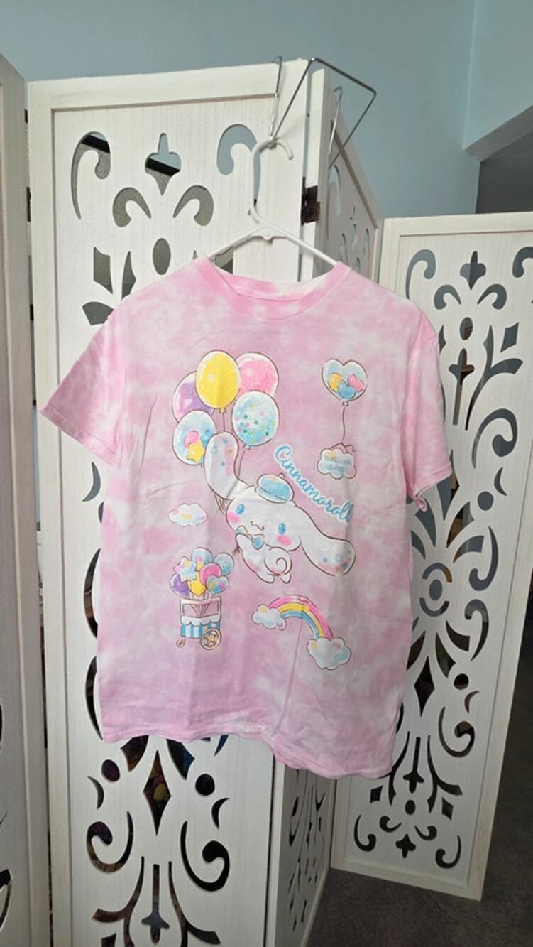 Sanrio Cinnamoroll T-shirt Large Pink Tie Dye Glitter Graphic Tee KWOT Kawaii